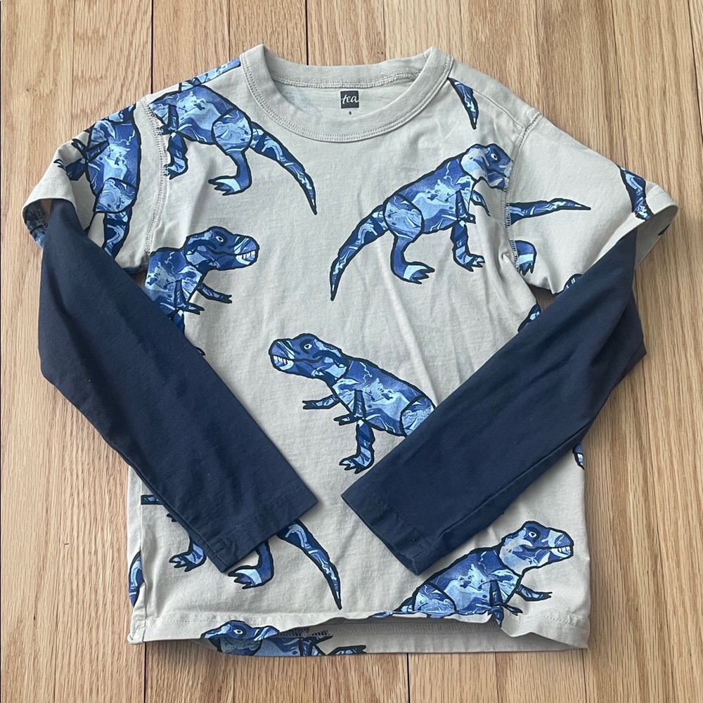 Tea Collection Blue Dinosaur Long Sleeve Tee